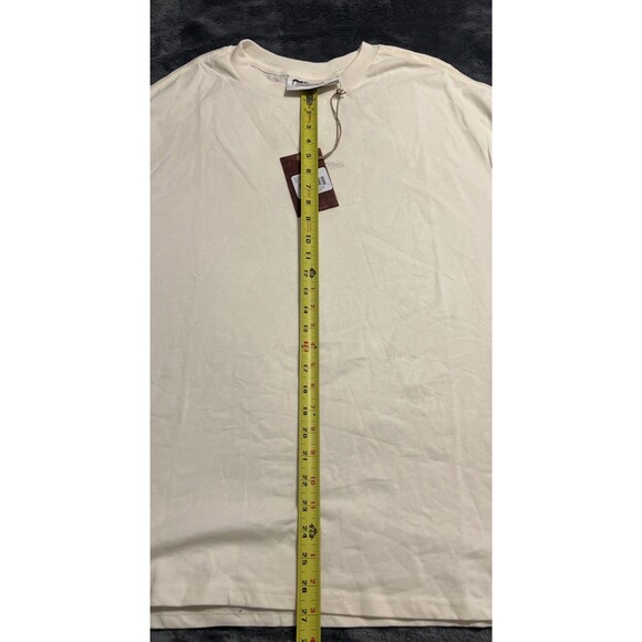 XLarge Mitchell & Ness Branded Script Mens T Shirt Boxy Fit Cream - Picture 9 of 10